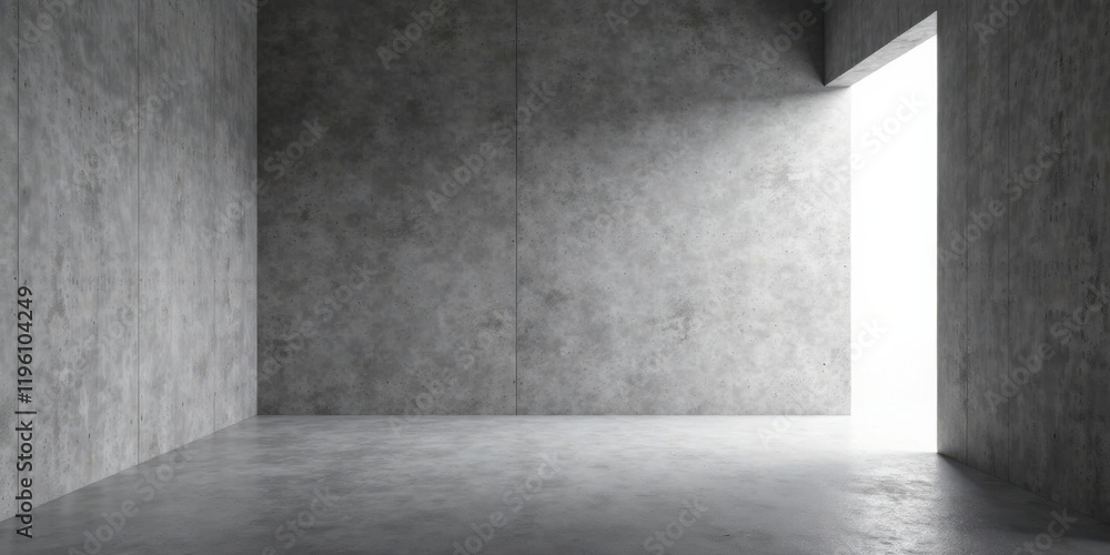 A minimalist concrete room with a bright opening, symbolizing hope and transition A minimalist concrete room with a bright opening, symbolizing hope and transition