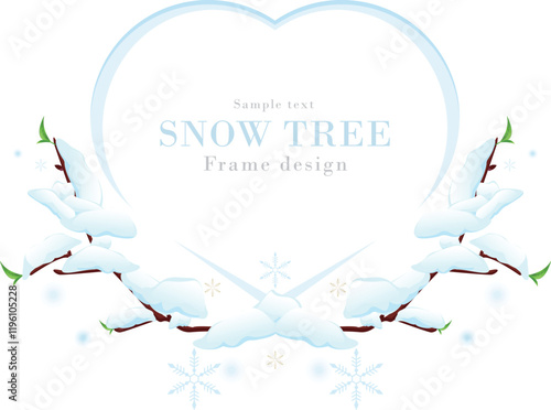 雪が積もる木の枝のフレームシリーズ-01｜冬の雪のベクターイラスト