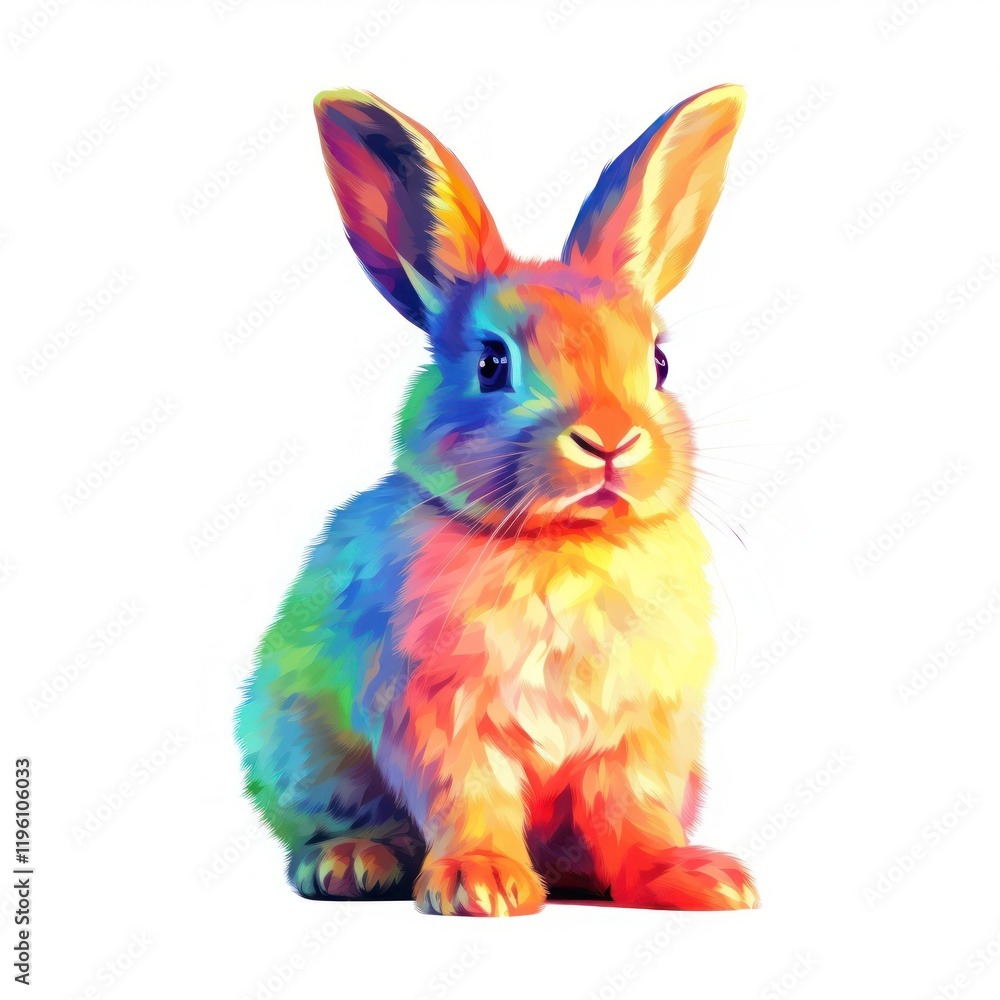 Fototapeta premium Rabbit Risograph style mammal animal pet.