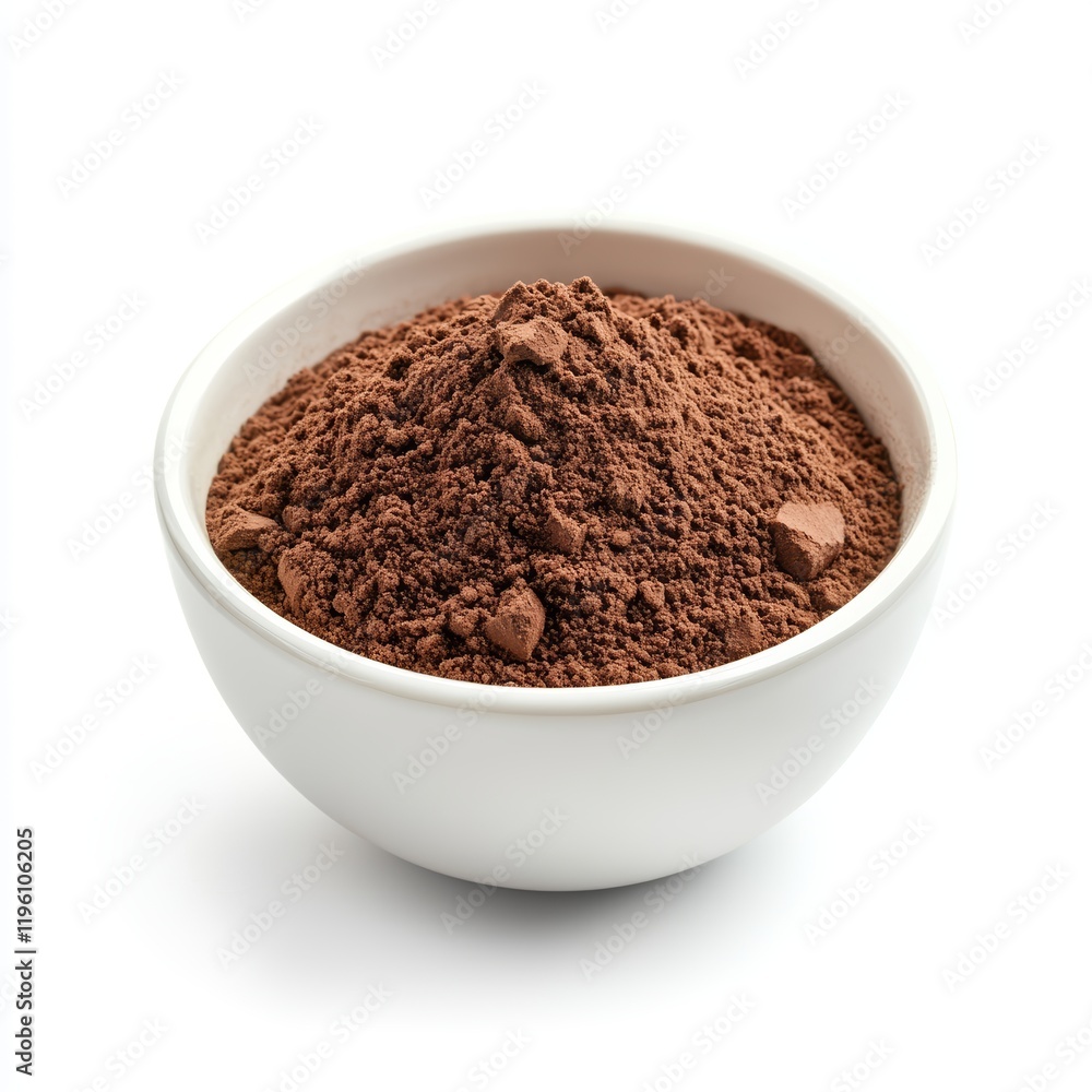a bowl of chocolate flour on white background a bowl of chocolate flour on white background