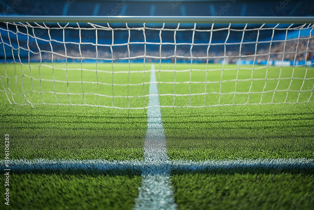 Fototapeta premium Bare Goal Post on a Sports Field with Spectators Ready for Exciting Action