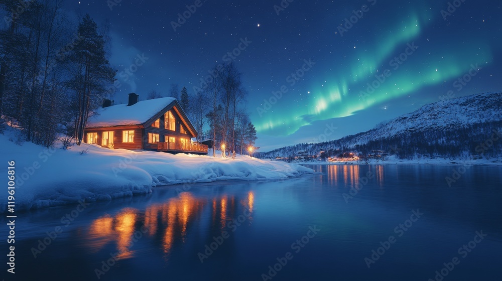 Fototapeta premium Breathtaking Arctic Beach Scenic with Snowy Landscapes and Icy Waters