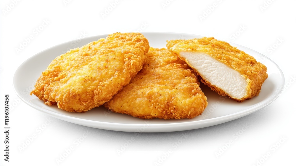 Fried chicken breast isolated on white background Fried chicken breast isolated on white background