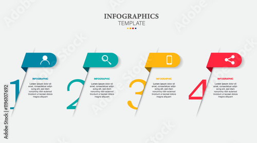 4 data infographics tab paper index template. Vector illustration abstract background. Can be used for workflow layout, business step, banner, web design.