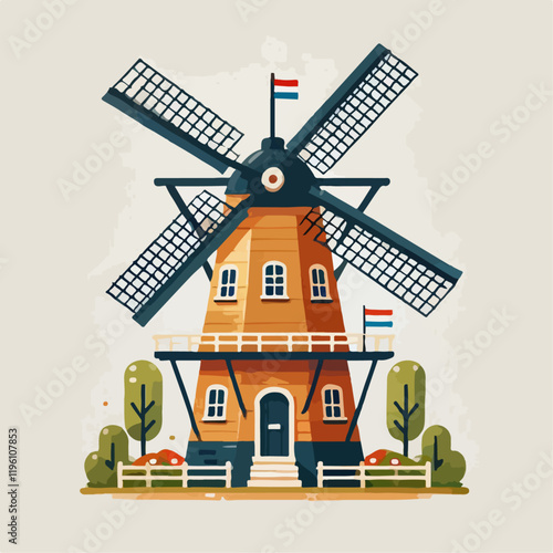windmill vector illustration