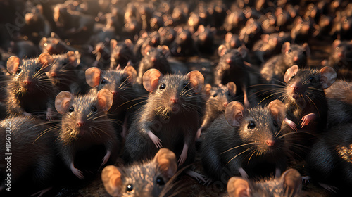 A lot of starving rats waiting to be fed up,looking camera. starweave. illustration. Starweave. Illustration photo