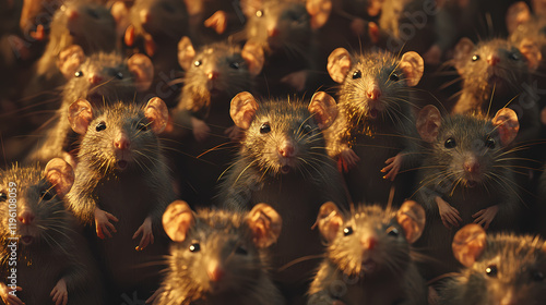 A lot of starving rats waiting to be fed up,looking camera. starweave. illustration. Starweave. Illustration photo