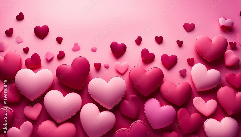 Pink and red hearts fill the frame in a romantic display. Pink and red hearts fill the frame in a romantic display.