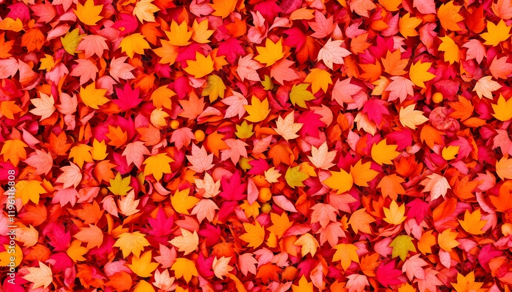 A vibrant autumn background pattern showcasing a colorful carpet of fallen forest leaves in rich reds, oranges, and yellows A vibrant autumn background pattern showcasing a colorful carpet of fallen forest leaves in rich reds, oranges, and yellows
