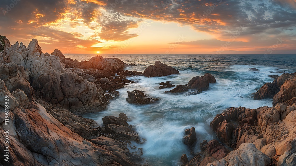 Spectacular Sunset over Rocky Coastline Spectacular Sunset over Rocky Coastline