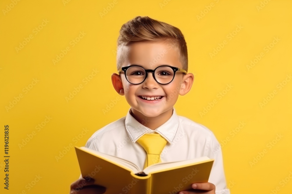 Kid boy wear glasses read book publication portrait reading. Kid boy wear glasses read book publication portrait reading.