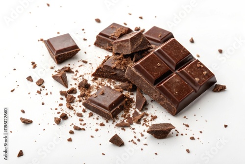 crush chocolate bar on white background