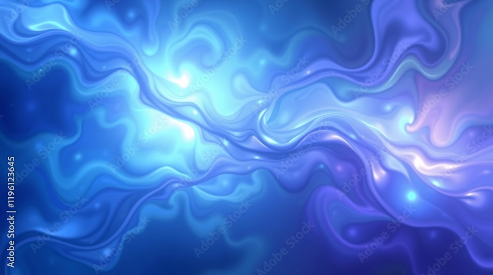 Vivid abstract artwork showcasing smooth blue and purple waves intersecting with luminous accents Vivid abstract artwork showcasing smooth blue and purple waves intersecting with luminous accents