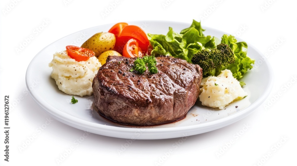 Grilled Steak with Mashed Potatoes and Vegetables Grilled Steak with Mashed Potatoes and Vegetables