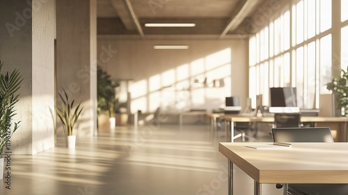 Modern Office with Natural Light and Blurred Background Effect