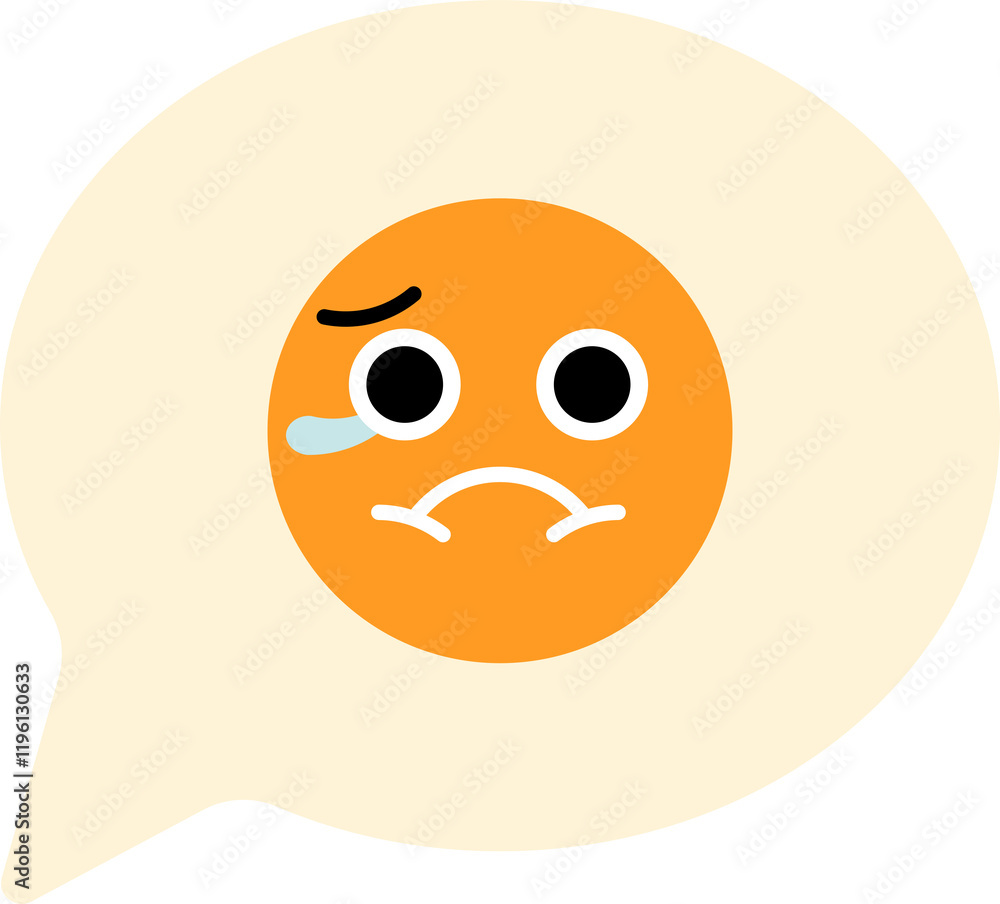 Fototapeta premium Crying Sad with Tears Face Emoji in Speech Bubble