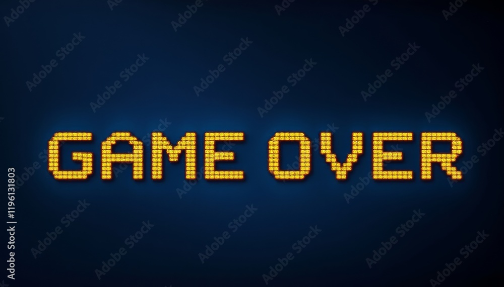 Retro Game Over message with a pixelated look using yellow text on a dark blue background Retro Game Over message with a pixelated look using yellow text on a dark blue background