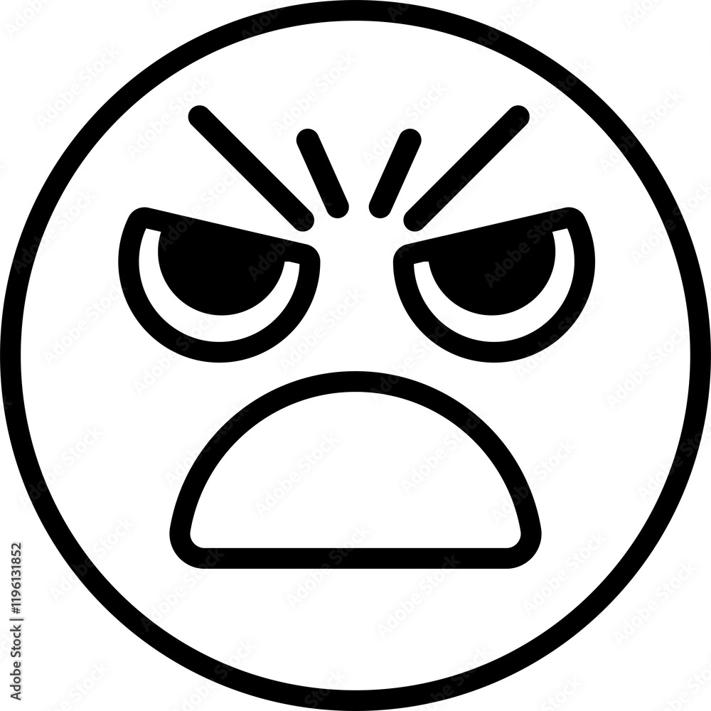 Naklejka premium Set of outline emoji-Angry Face Emoticon
