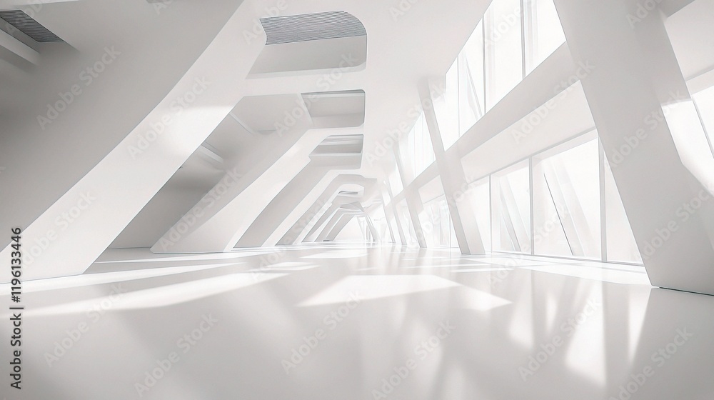 Obraz premium Modern Empty White Interior Space with Minimalist Design Elements
