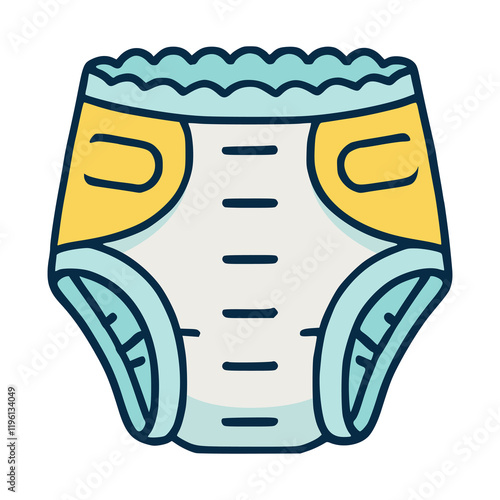 baby diaper cleaning hygiene flat color vector illustration template design