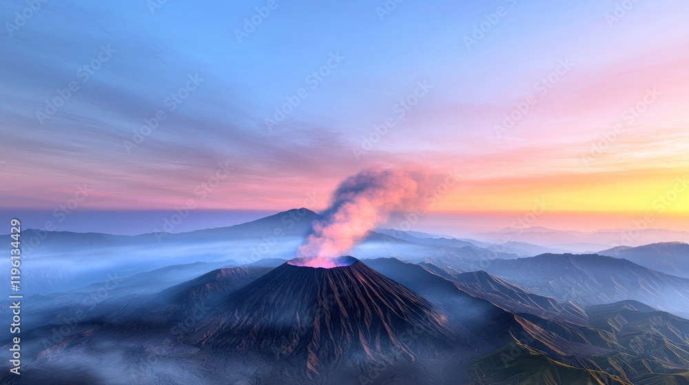 Fototapeta premium Volcanic Eruption at Sunset
