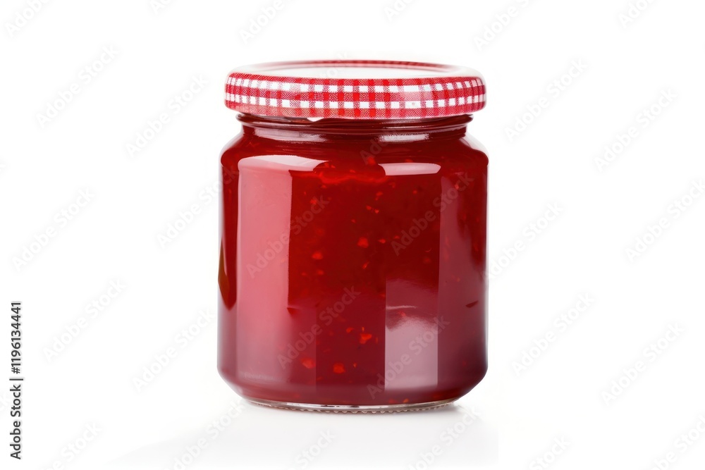 Strawberry jam jar food white background. Strawberry jam jar food white background.