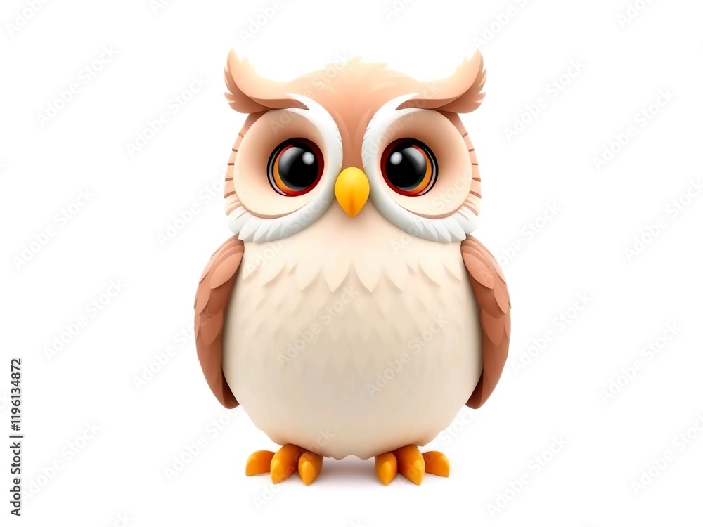 Happy cute owl cartoon 3d rendering illustration Happy cute owl cartoon 3d rendering illustration