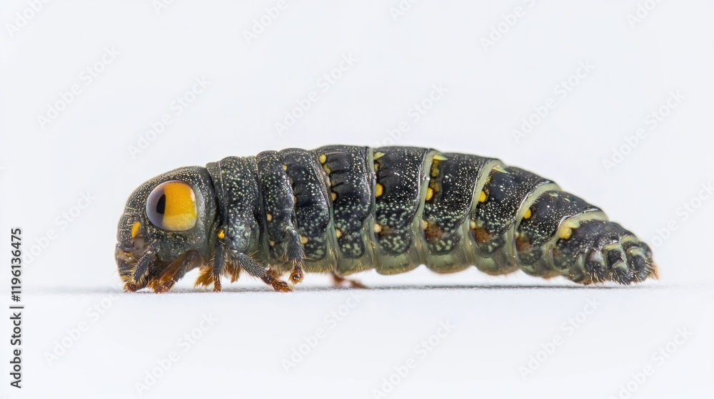 Close-up of a Caterpillar on a White Background Close-up of a Caterpillar on a White Background