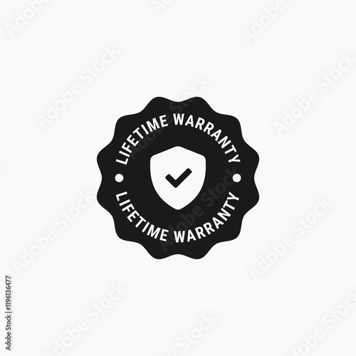 Lifetime warranty stamp or sign. Lifetime warranty label vector isolated for product packaging design element.