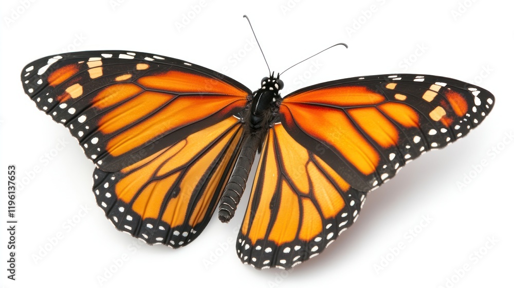 Fototapeta premium Monarch Butterfly on White Background