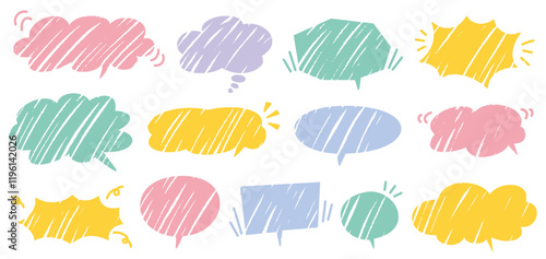 ラフな手描きの吹き出しセット。