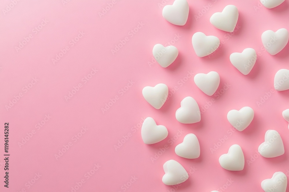 Light pink background with blurred hearts valentine's sweets shapes. Light pink background with blurred hearts valentine's sweets shapes.