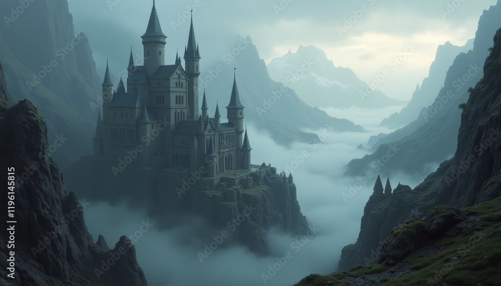 Misty Castle in a Dark Fantasy World Misty Castle in a Dark Fantasy World