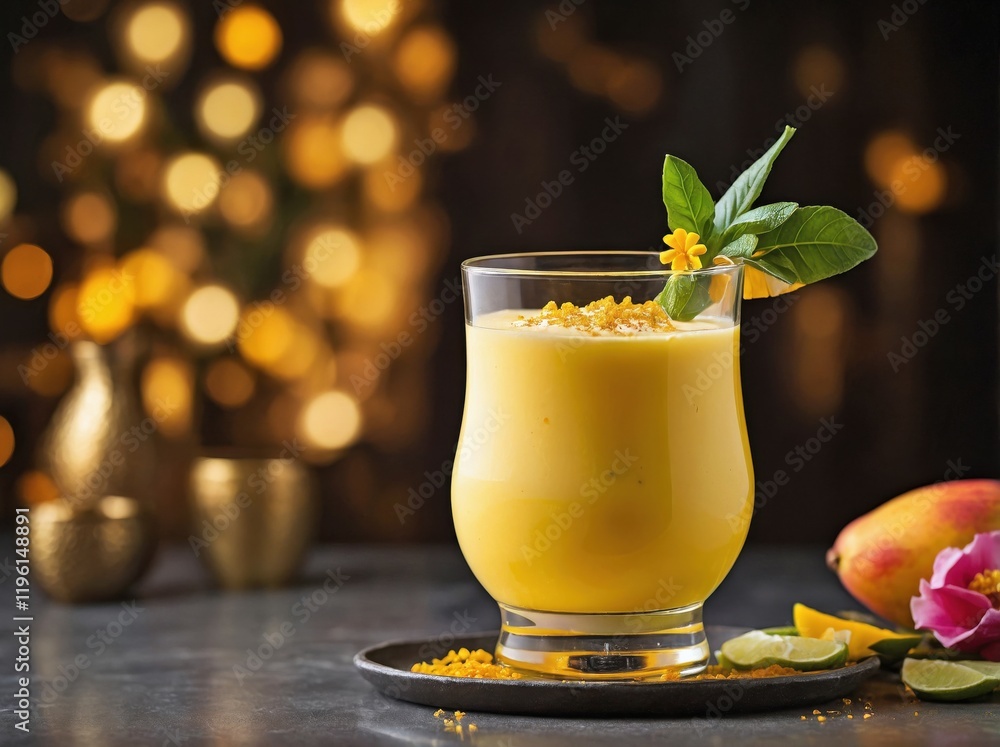 Elegant Mango Lassi Margarita with a Golden Glow Elegant Mango Lassi Margarita with a Golden Glow