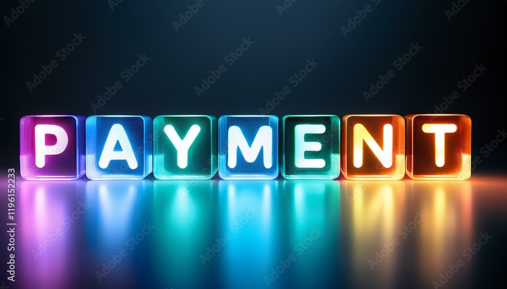 Obraz premium 支払いを意味する英単語のpaymentの文字が書かれたキューブブロック。aiで生成