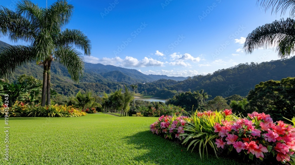 Obraz premium Tropical Mountain Lake View