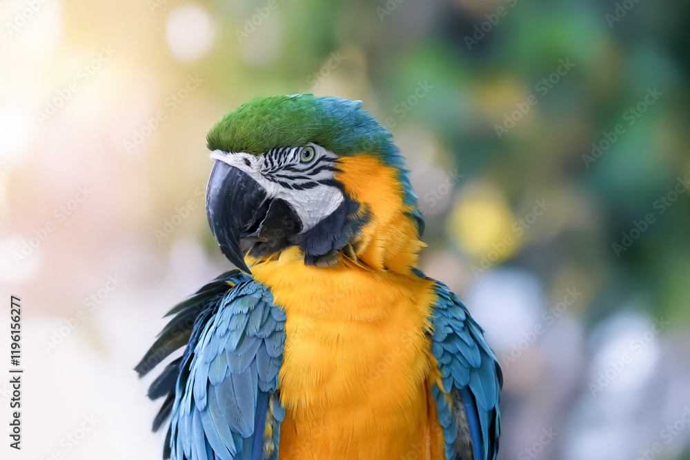 Close up shot of colorful Macaw bird Close up shot of colorful Macaw bird