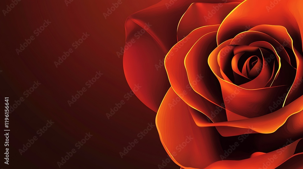 Naklejka premium A Fiery Red Rose Close Up Abstract Art