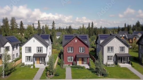 Wallpaper Mural Futuristic City Scene Featuring Modern Homes Surrounded by Lush Greenery and Trees Torontodigital.ca