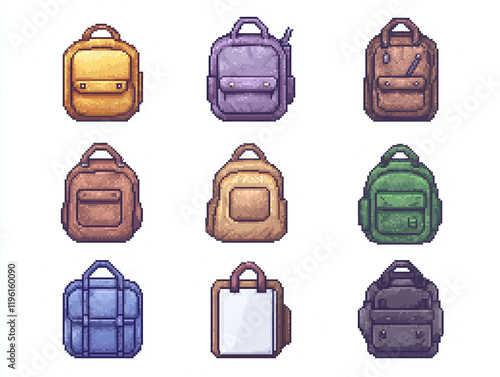 Pixel Art Backpacks Collection - Colorful and Cute photo