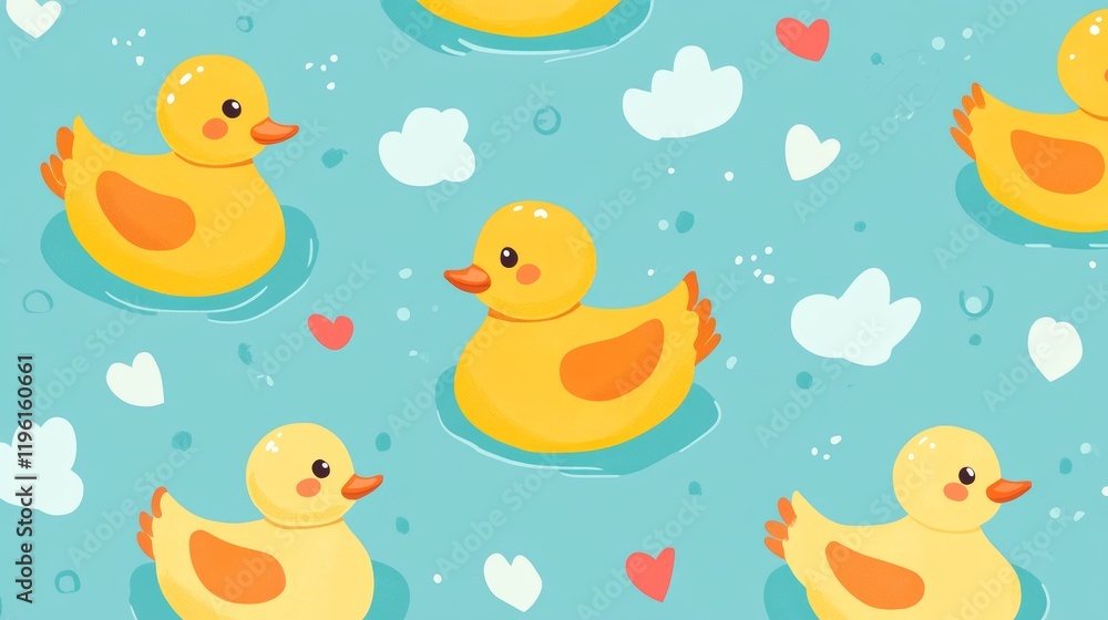 duck seamless pattern rubber duck shower bathroom toy bird chicken vector pet scarf isolated cartoon animal tile wallpaper repeat background illustration doodle design duck seamless pattern rubber duck shower bathroom toy bird chicken vector pet scarf isolated cartoon animal tile wallpaper repeat background illustration doodle design