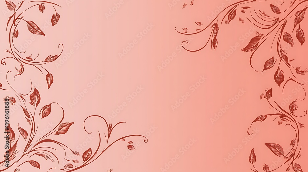 Elegant Peach Background With Red Floral Design Elegant Peach Background With Red Floral Design