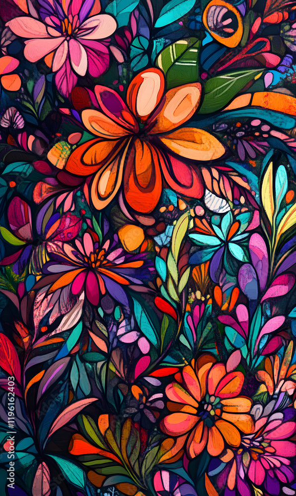 Creative 2D Doodle Floral Illustrations for wallpaper, card, tile Creative 2D Doodle Floral Illustrations for wallpaper, card, tile