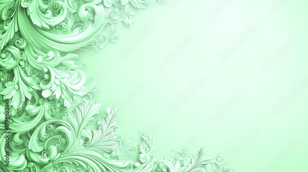 Elegant Green Ornate Floral Design Background Elegant Green Ornate Floral Design Background