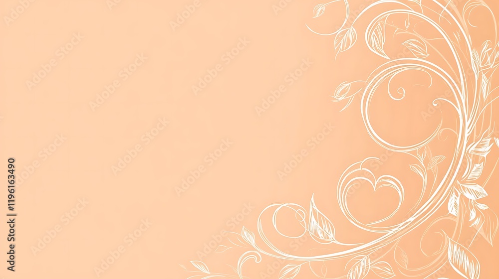Peach Background with White Floral Design Peach Background with White Floral Design