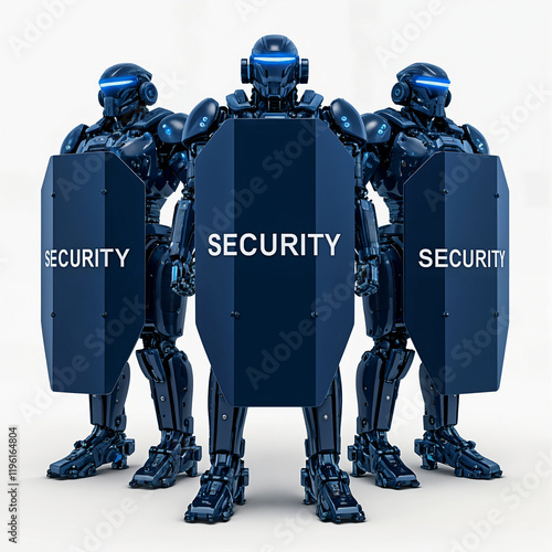 Futuristic Security Robots with Shields photo