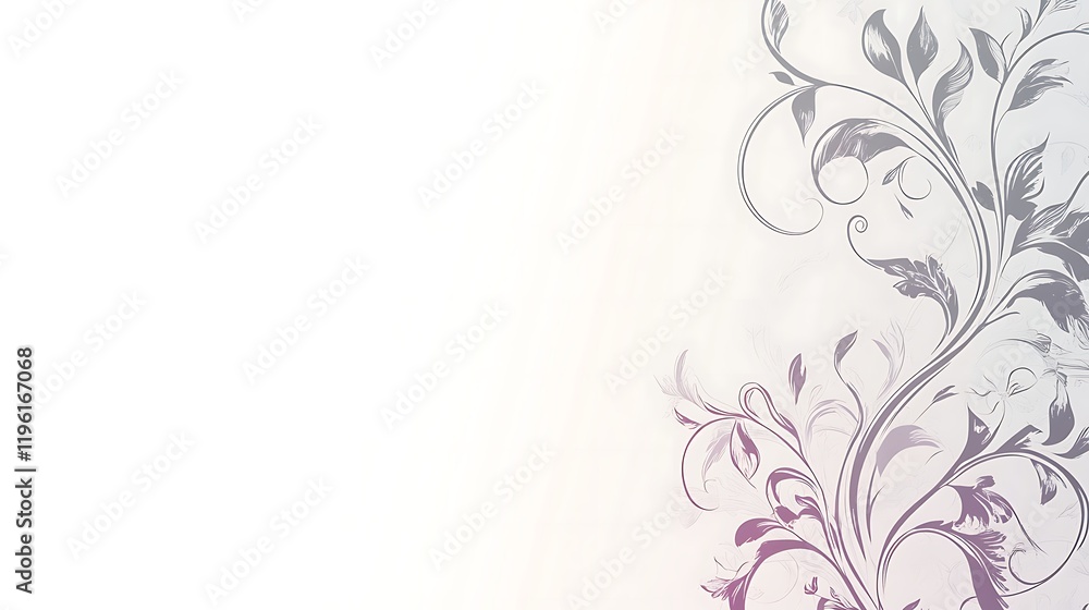 Elegant Floral Design White Background Swirls Elegant Floral Design White Background Swirls