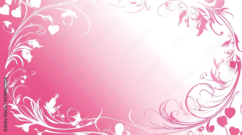 Pink Floral Design With Hearts Background Pink Floral Design With Hearts Background