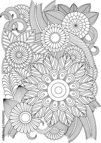 Zentangle Flowers Coloring Pages