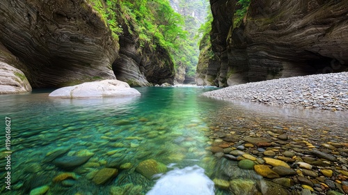 Wallpaper Mural Clear River in Rocky Canyon Torontodigital.ca